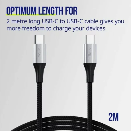 Cablu de date si incarcare Allity AUC-01, USB-C to USB-C, 100W, 2m, Negru