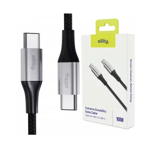 Cablu de date si incarcare Allity AUC-01, USB-C to USB-C, 100W, 2m, Negru