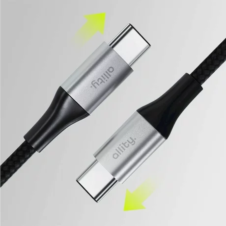 Cablu de date si incarcare Allity AUC-01, USB-C to USB-C, 100W, 2m, Negru