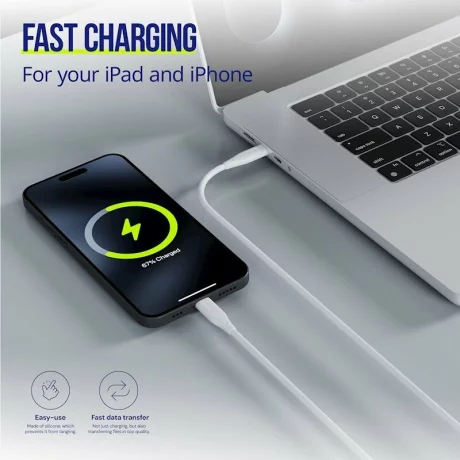 Cablu de date si incarcare Allity AUC-02, USB-C to Lightning, 27W, 1m, Alb