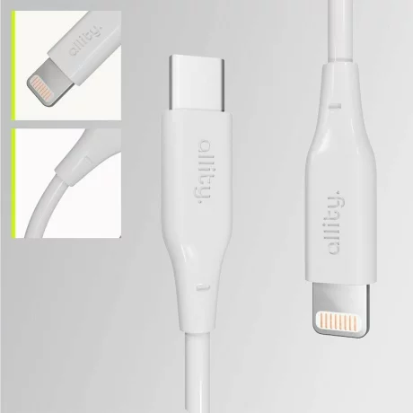 Cablu de date si incarcare Allity AUC-02, USB-C to Lightning, 27W, 1m, Alb