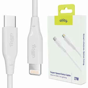 Cablu de date si incarcare Allity AUC-02, USB-C to Lightning, 27W, 2m, Alb