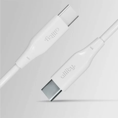 Cablu de date si incarcare Allity AUC-02, USB-C to USB-C, 100W, 1m, Alb