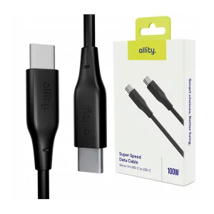 Cablu de date si incarcare Allity AUC-02, USB-C to USB-C, 100W, 1m, Negru