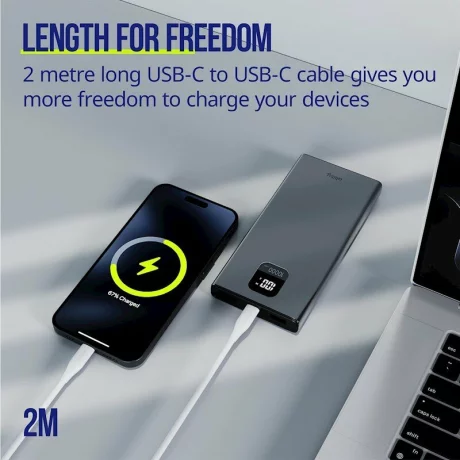 Cablu de date si incarcare Allity AUC-02, USB-C to USB-C, 100W, 2m, Alb
