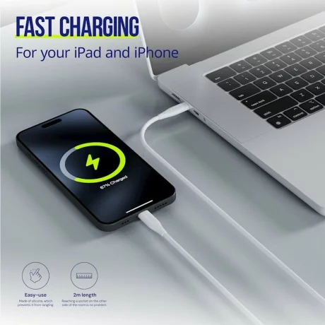 Cablu de date si incarcare Allity AUC-02, USB-C to USB-C, 100W, 2m, Alb