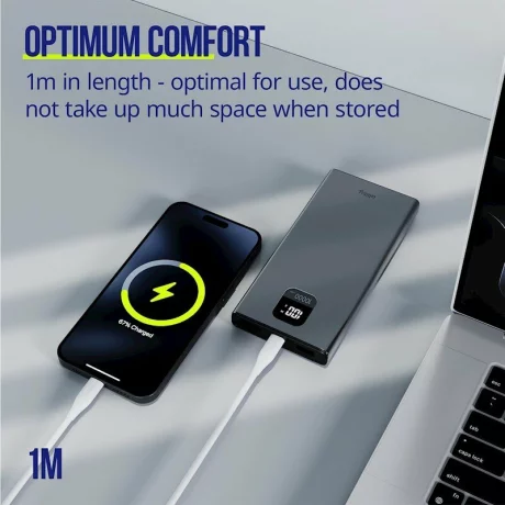 Cablu de date si incarcare Allity AUC-02, USB-C to USB-C, 60W, 1m, Alb