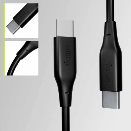 Cablu de date si incarcare Allity AUC-02, USB-C to USB-C, 60W, 1m, Negru