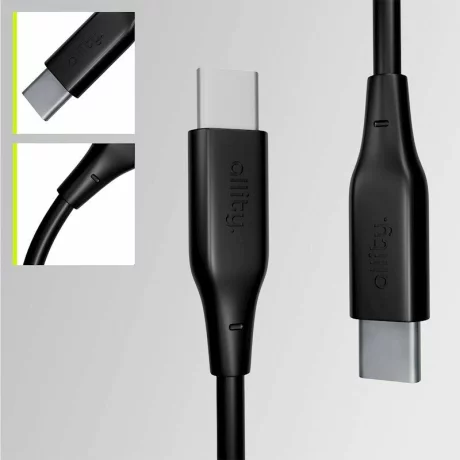 Cablu de date si incarcare Allity AUC-02, USB-C to USB-C, 60W, 2m, Negru