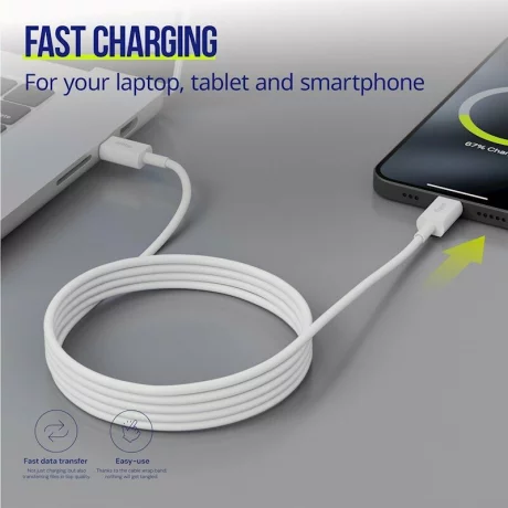 Cablu de date  si incarcare Allity AUC-03, USB-C  to USB-C, 1m, 100W, Alb