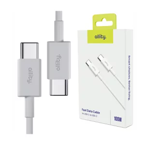 Cablu de date  si incarcare Allity AUC-03, USB-C  to USB-C, 1m, 100W, Alb