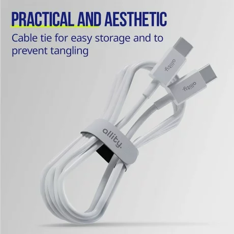 Cablu de date  si incarcare Allity AUC-03, USB-C  to USB-C, 1m, 100W, Alb