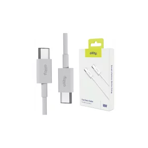 Cablu de date si incarcare Allity AUC-03, USB-C to USB-C, 60W, 1m, Alb
