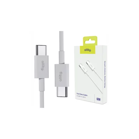 Cablu de date si incarcare Allity AUC-03, USB-C to USB-C, 60W, 1m, Alb