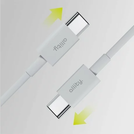 Cablu de date si incarcare Allity AUC-03, USB-C to USB-C, 60W, 1m, Alb