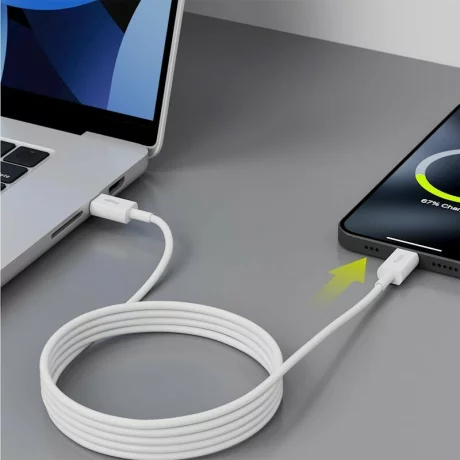 Cablu de date si incarcare Allity AUC-03, USB-C to USB-C, 60W, 2m, Alb
