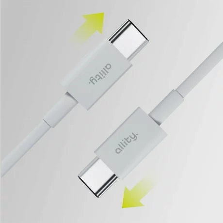 Cablu de date si incarcare Allity AUC-03, USB-C to USB-C, 60W, 2m, Alb