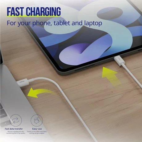 Cablu de date si incarcare Allity AUC-03, USB-C to USB-C, 60W, 2m, Alb
