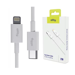 Cablu de date si incarcare Allity AUC-03, USB to Lightning, 27W, 1m, Alb