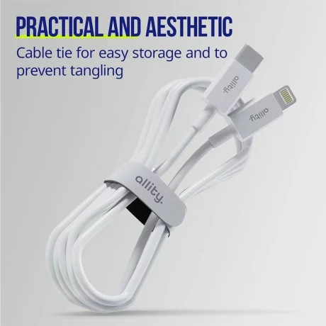 Cablu de date si incarcare Allity AUC-03, USB to Lightning, 27W, 1m, Alb