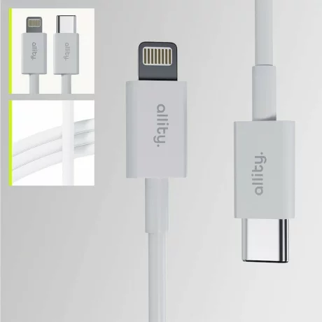 Cablu de date si incarcare Allity AUC-03, USB to Lightning, 27W, 1m, Alb