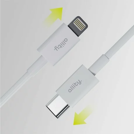 Cablu de date si incarcare Allity AUC-03, USB to Lightning, 27W, 1m, Alb