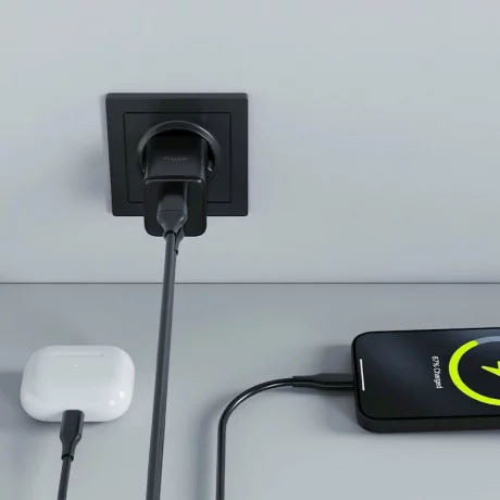 Incarcator Retea Allity  ATC-01-20WAC, GaN PD QC, 1x USB-C, 1x USB-A, 20W, Negru