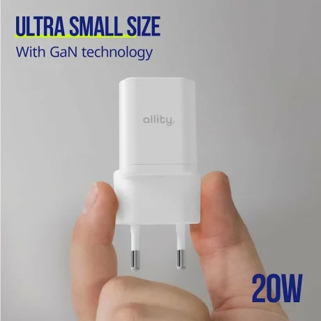 Incarcator Retea Allity  ATC-01-20WC, GaN PD QC, 1x USB-C, 20W, Alb