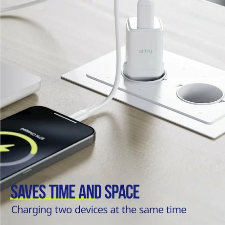 Incarcator Retea Allity ATC-01-30WAC, GaN PD QC, 1x USB-C, 1x USB-A, 30W, Alb
