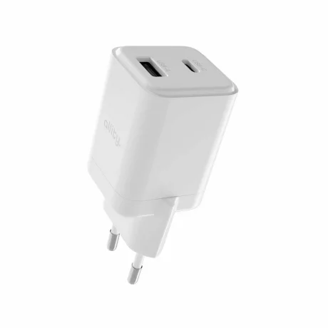 Incarcator Retea Allity ATC-01-30WAC, GaN PD QC, 1x USB-C, 1x USB-A, 30W, Alb