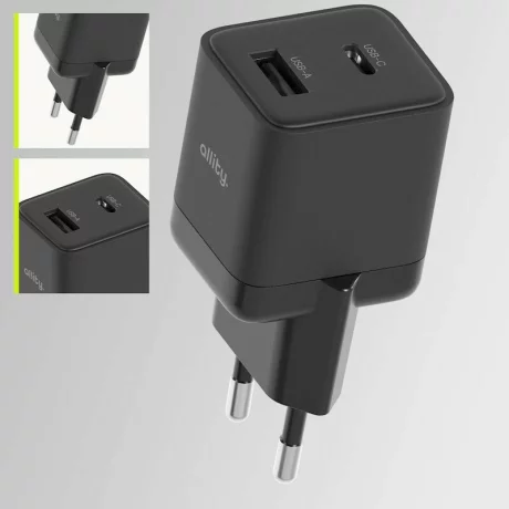 Incarcator Retea Allity  ATC-01-30WAC, GaN PD QC, 1x USB-C, 1x USB-A, 30W, Negru