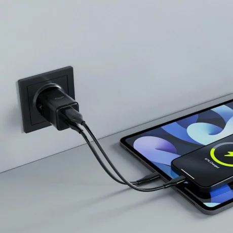Incarcator Retea Allity  ATC-01-30WAC, GaN PD QC, 1x USB-C, 1x USB-A, 30W, Negru