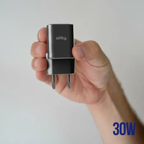 Incarcator Retea Allity  ATC-01-30WAC, GaN PD QC, 1x USB-C, 1x USB-A, 30W, Negru