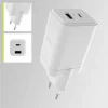 Incarcator Retea Allity  ATC-01-45WAC, GaN PD QC, 1x USB-C, 1x USB-A, 45W, Alb