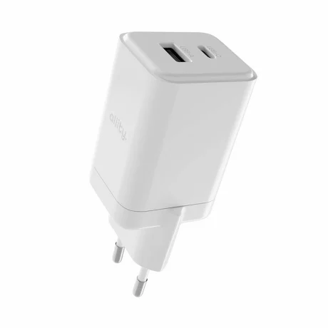 Incarcator Retea Allity  ATC-01-45WAC, GaN PD QC, 1x USB-C, 1x USB-A, 45W, Alb