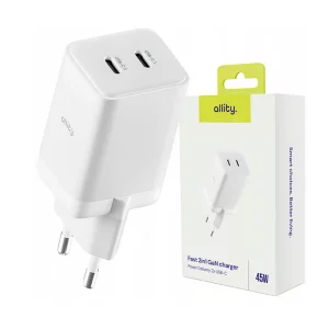 Incarcator Retea Allity  ATC-01-45WCC, GaN PD QC, 2x USB-C, 1x USB-A, 45W, Alb