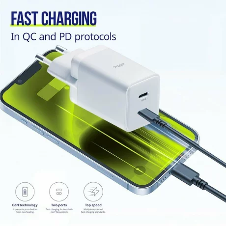 Incarcator Retea Allity  ATC-01-45WCC, GaN PD QC, 2x USB-C, 1x USB-A, 45W, Alb