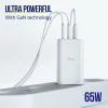 Incarcator Retea Allity  ATC-01-65WACC, GaN PD QC, 2x USB-C, 1x USB-A, 65W, Alb