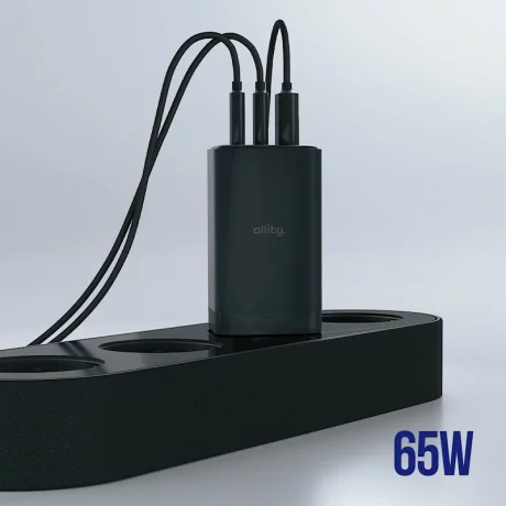 Incarcator Retea Allity  ATC-01-65WACC, GaN PD QC, 2x USB-C, 1x USB-A, 65W, Negru