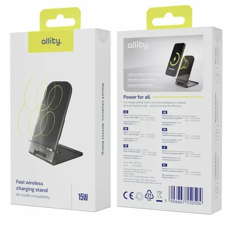Incarcator Wireless Allity AWC-100-15W, 15W, Graphite