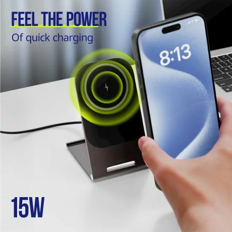 Incarcator Wireless Allity AWC-200-15WMS, 15W, Graphite