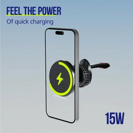 Suport Auto Magnetic AllityACH-300, cu incarcare wireless, 15W, Negru
