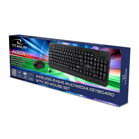 Combo mouse+tastatura wireless Esperanza Akron, TK109, 1600dpi, 116 taste, negru