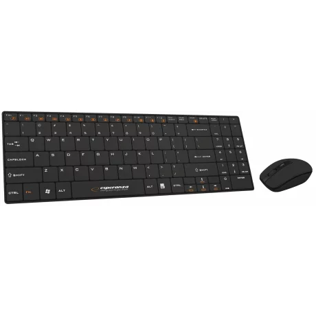 Combo mouse+tastatura wireless Esperanza Liberty, EK122K, 800-1600dpi, 99 taste, Negru