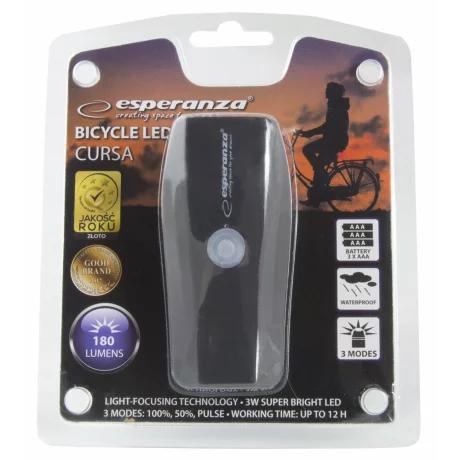 Far bicicleta Esperanza Cursa EOT018, 180 lumeni, Led, Negru