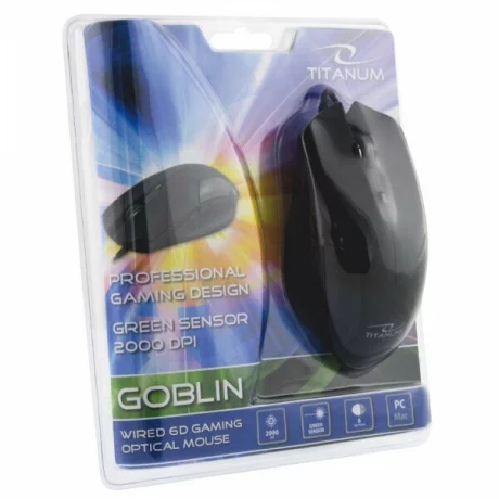 Mouse optic cu fir Titanum Goblin TM106, 6 butoane, Usb 2.0, 2000dpi, Negru