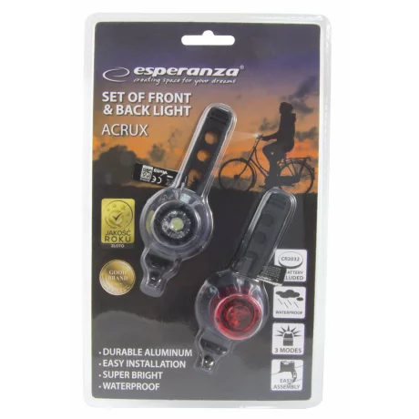 Set far si stop bicicleta, Esperanza Acrux, EOT016, LED, Negru