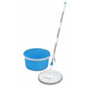 Set mop rotativ Esperanza Spin Mop EHS007, cu galeata si storcator, rotire 360 grade, Alb/Albastru