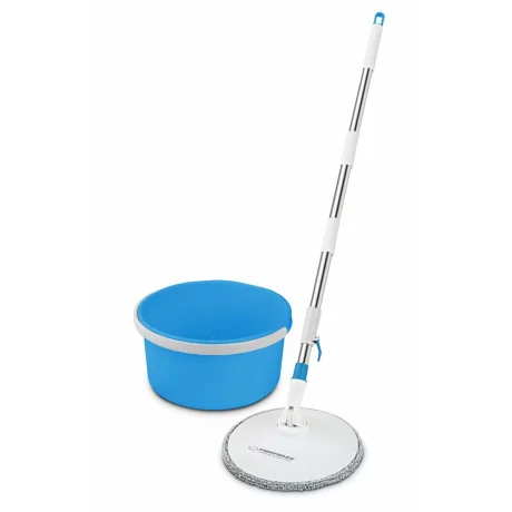 Set mop rotativ Esperanza Spin Mop EHS007, cu galeata si storcator, rotire 360 grade, Alb/Albastru