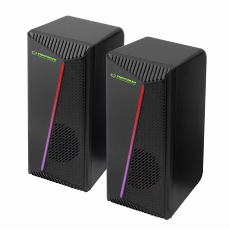 Boxe PC 2.0 Esperanza Nortec, EGS106, RGB, Usb, 3,5 mini-jack, 2x3W, Negru